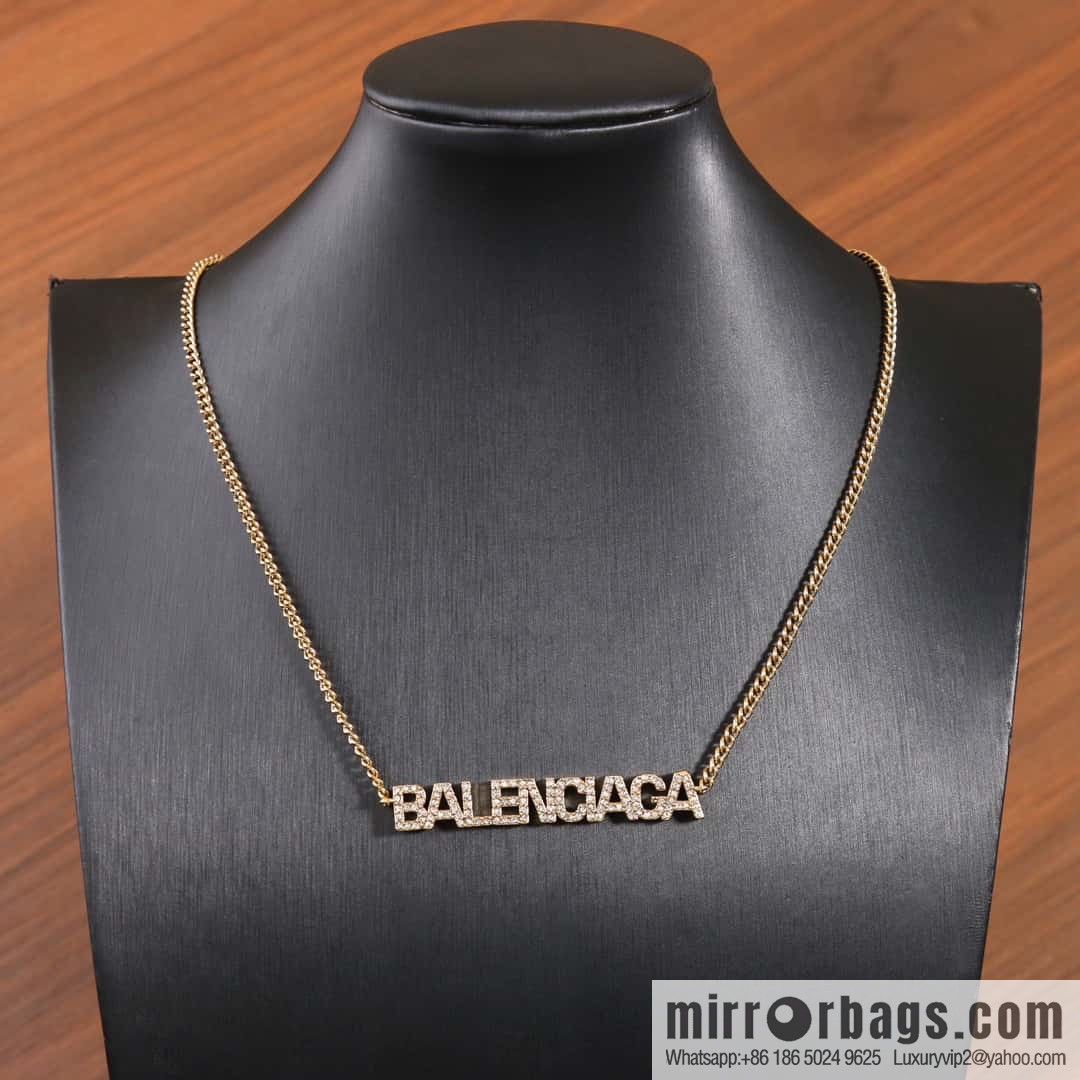 ☀️New Balenciaga BALENCIAGA full diamond letter necklace