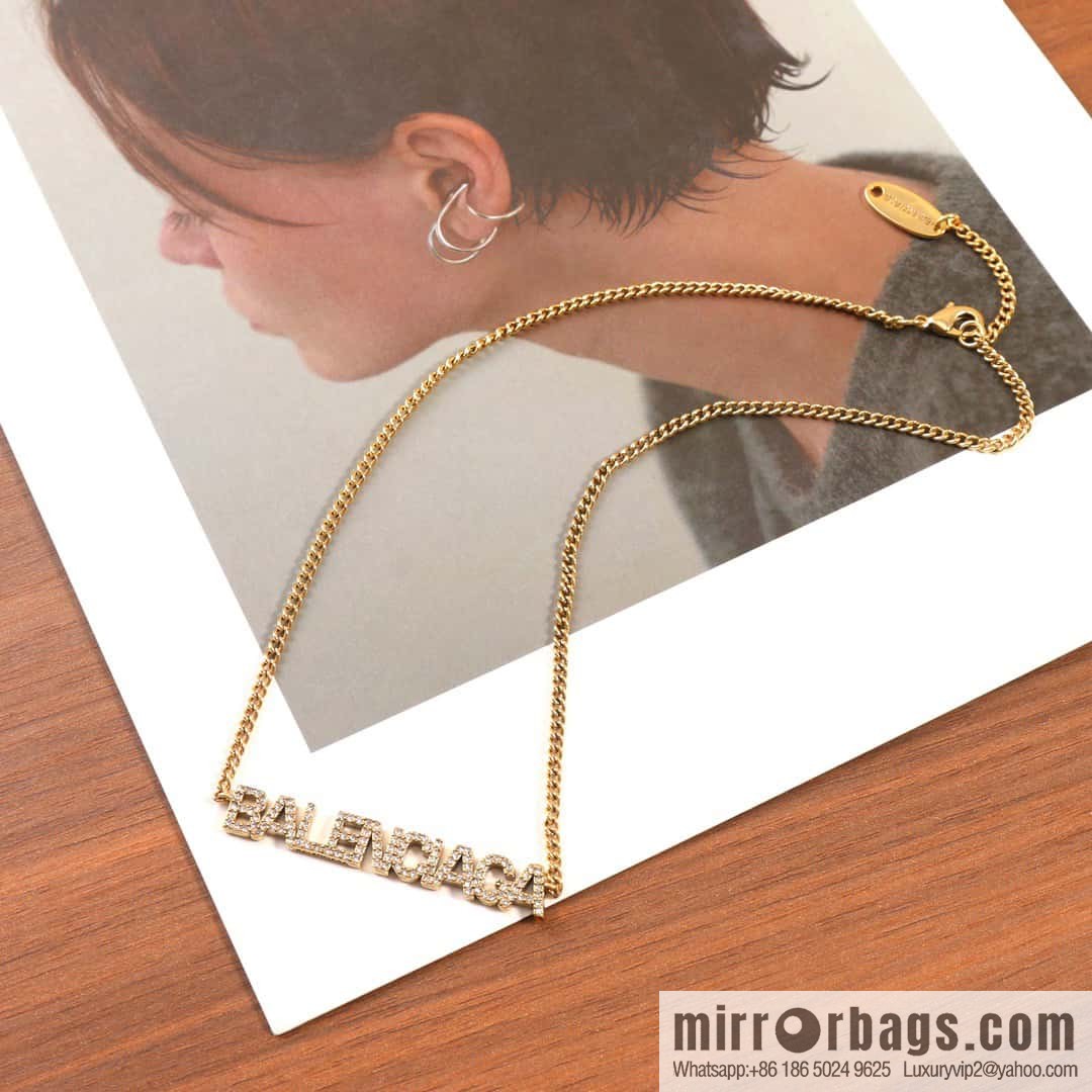 ☀️New Balenciaga BALENCIAGA full diamond letter necklace
