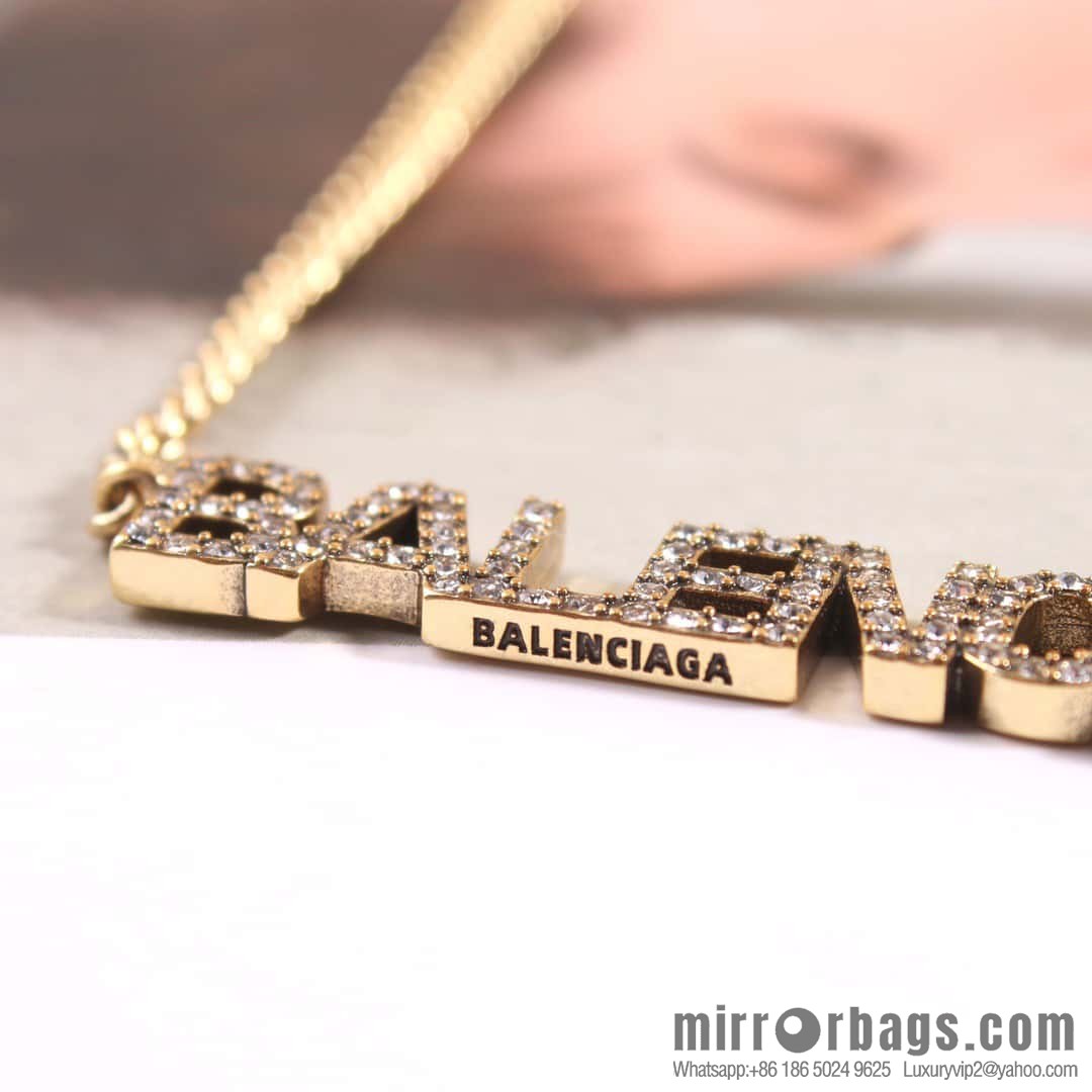 ☀️New Balenciaga BALENCIAGA full diamond letter necklace