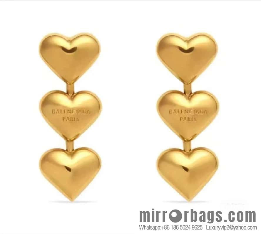 ☀️New Balenciaga BALENCIAGA three hearts peach heart love stud earrings