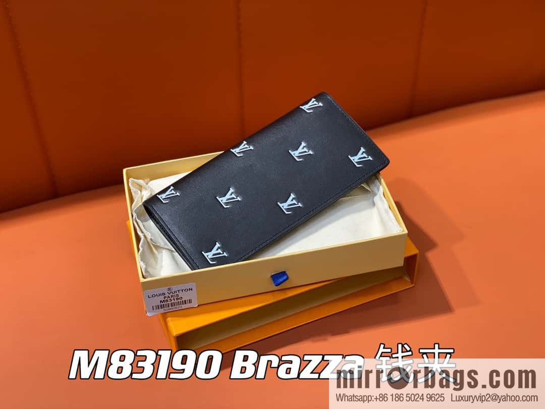 [Boutique‑grade] M83190 black full leather suit wallet series Brazza wallet