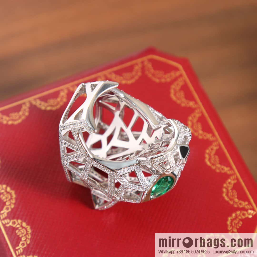 New ☑️ Cartier Cartier jungle series, hollow out full diamond tiger head ring