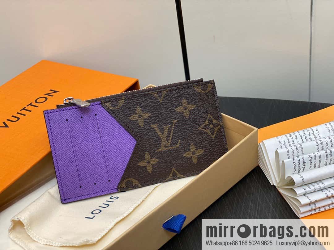 [Premium‑quality] M82908 monogram purple, card clip wallet series, this Coin card holder