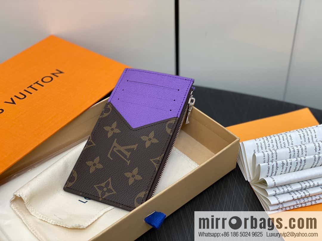 [Premium‑quality] M82908 monogram purple, card clip wallet series, this Coin card holder