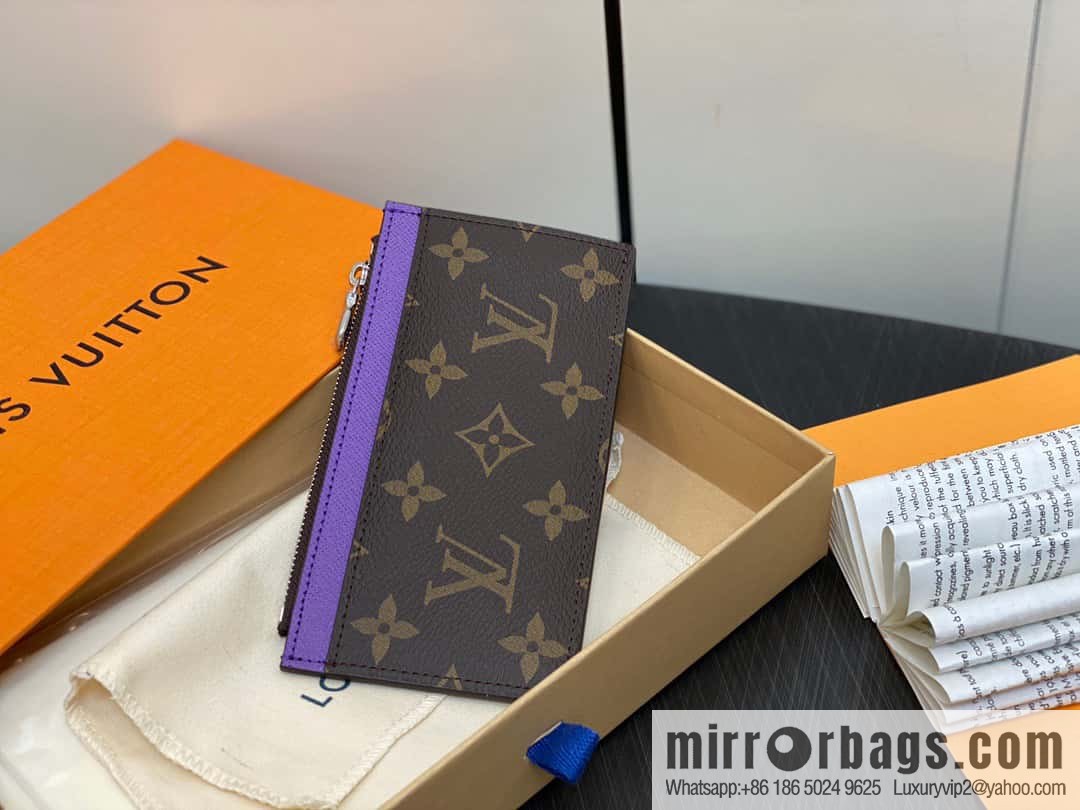 [Premium‑quality] M82908 monogram purple, card clip wallet series, this Coin card holder