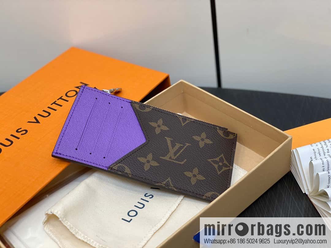 [Premium‑quality] M82908 monogram purple, card clip wallet series, this Coin card holder