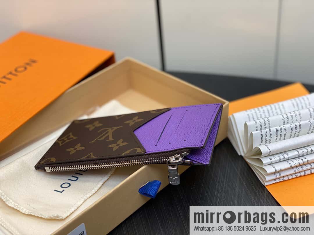 [Premium‑quality] M82908 monogram purple, card clip wallet series, this Coin card holder