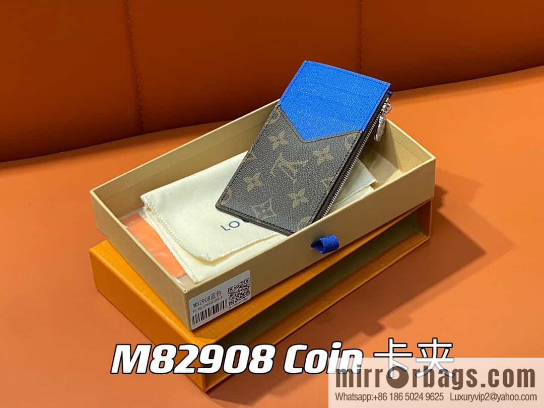 [Premium‑quality] M82908 monogram blue, card clip wallet series, this Coin card holder