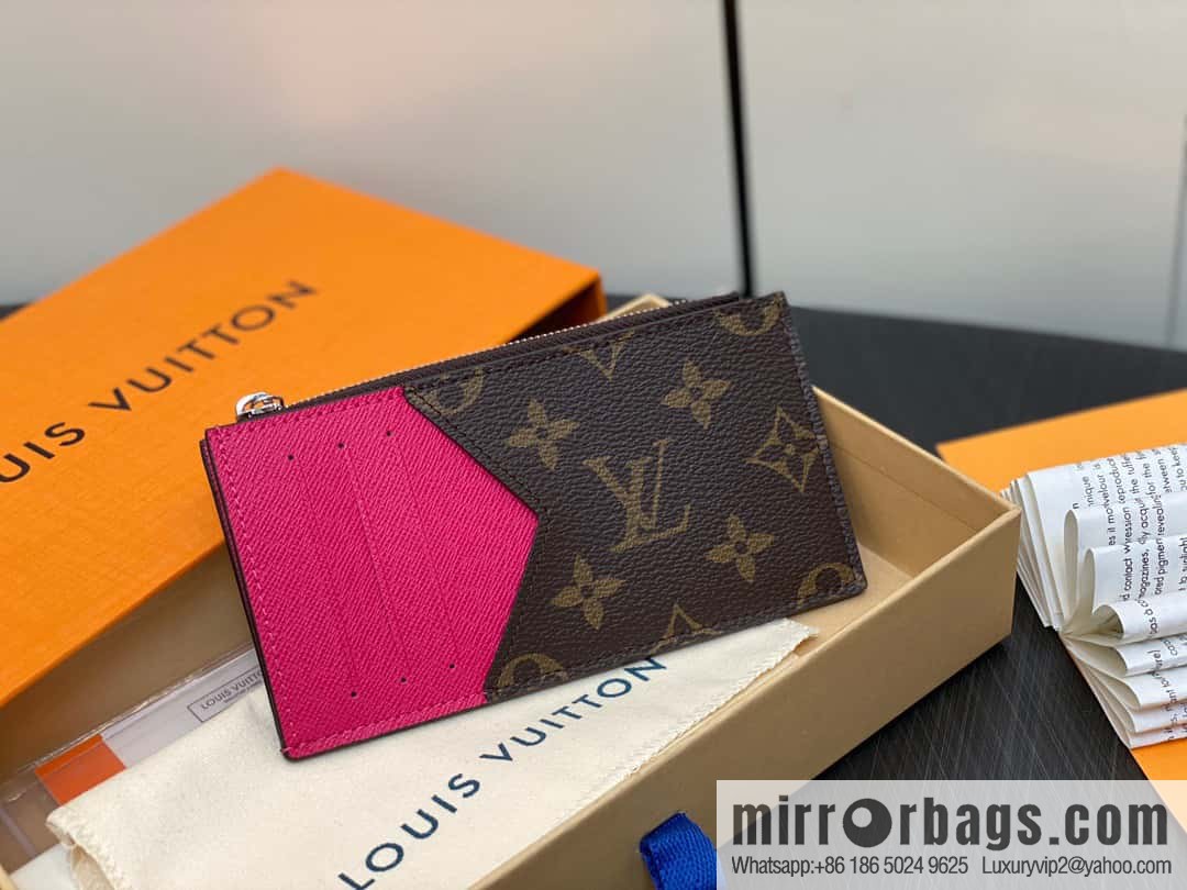 [Premium‑quality] M82908 monogram plum red, card clip wallet series, this Coin card holder