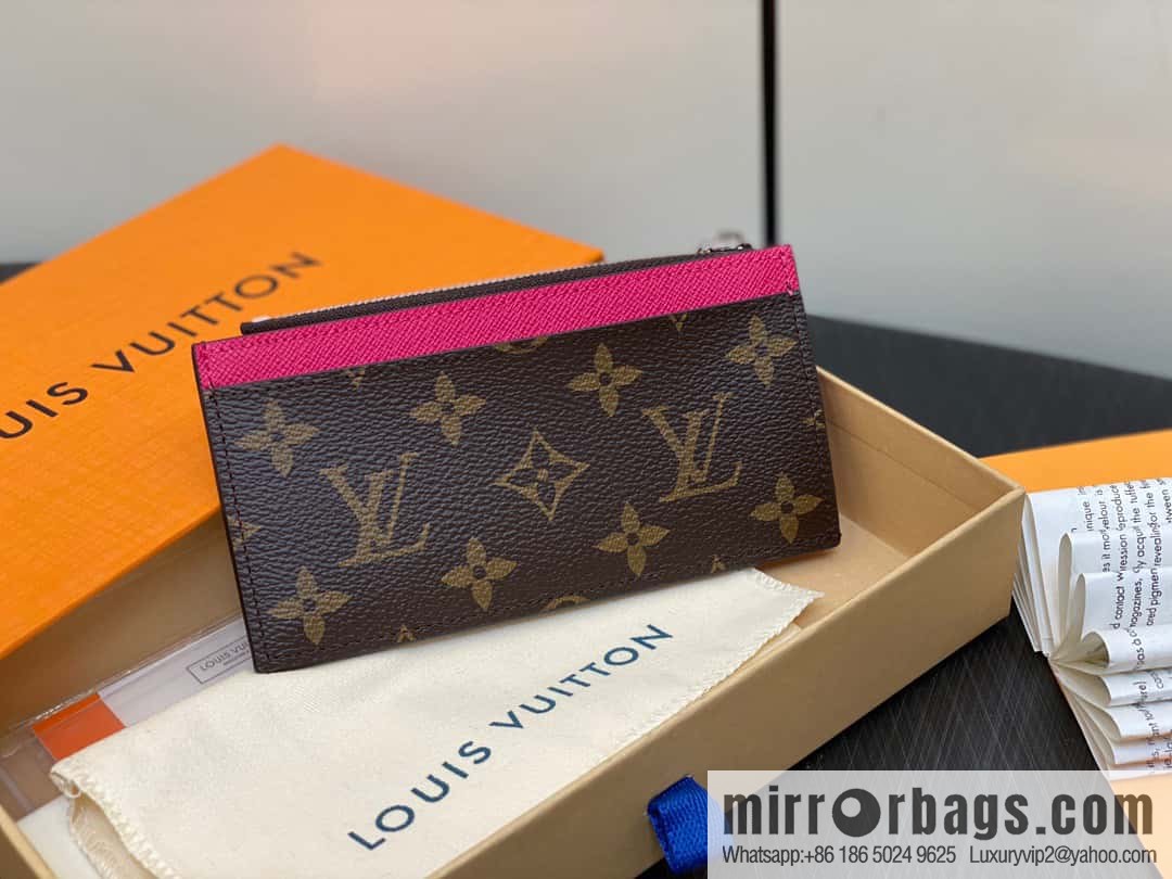 [Premium‑quality] M82908 monogram plum red, card clip wallet series, this Coin card holder