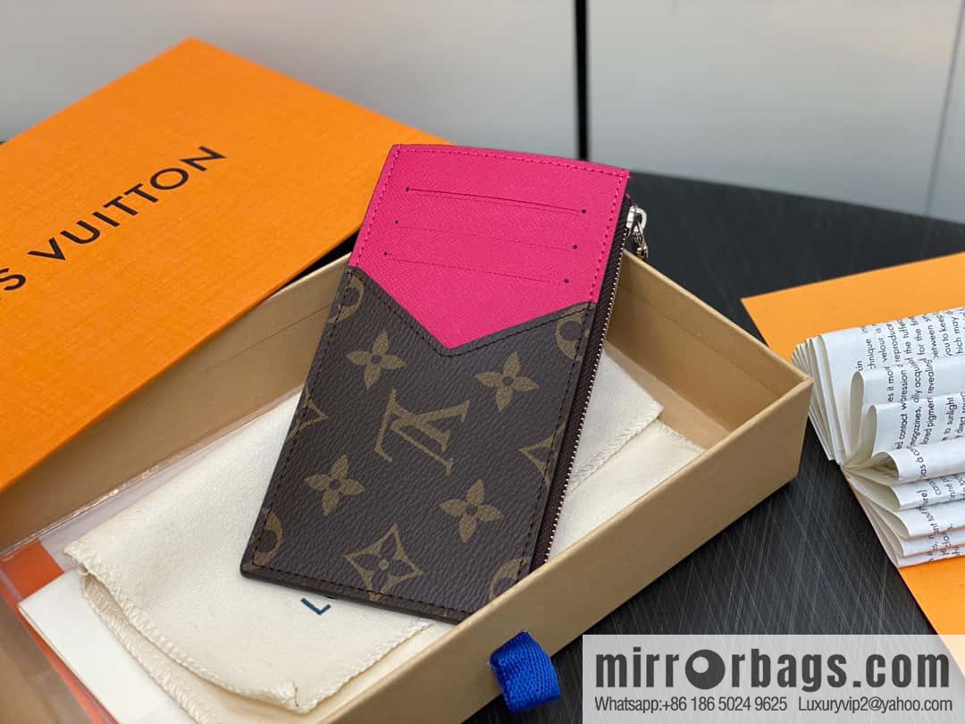 [Premium‑quality] M82908 monogram plum red, card clip wallet series, this Coin card holder