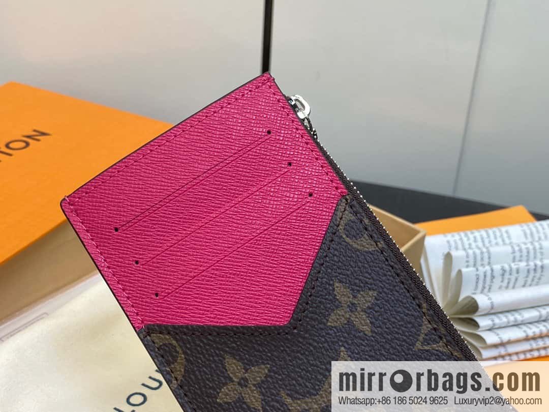 [Premium‑quality] M82908 monogram plum red, card clip wallet series, this Coin card holder