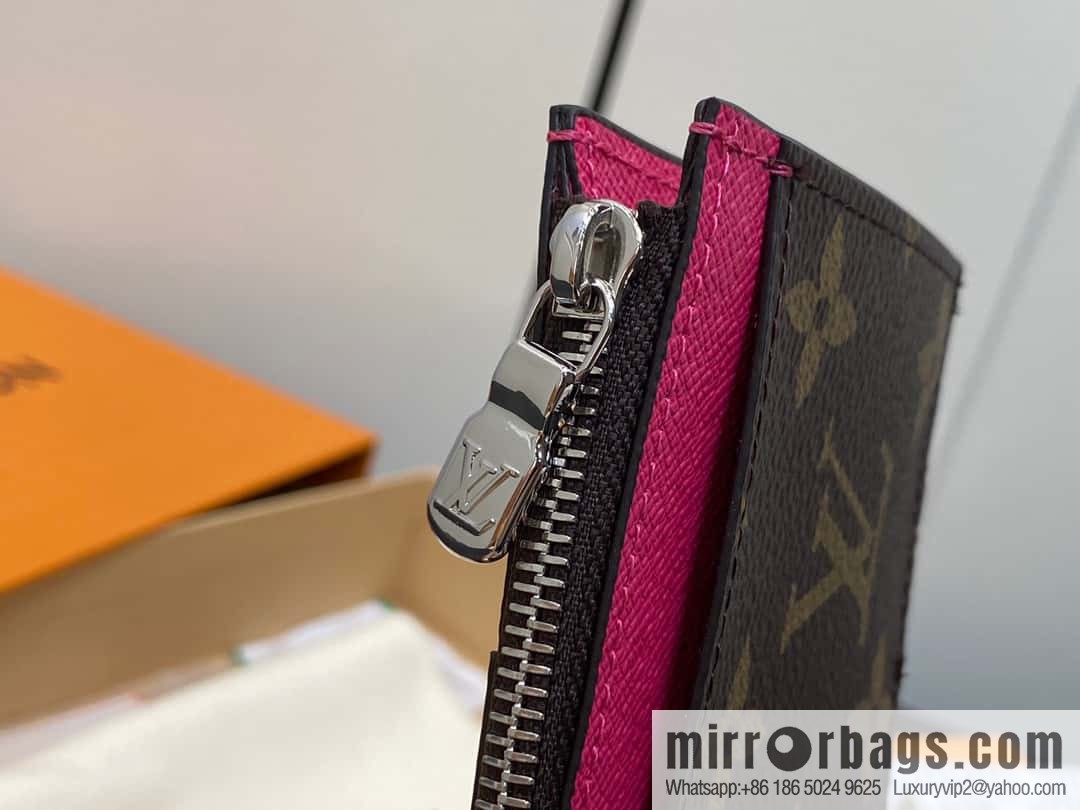 [Premium‑quality] M82908 monogram plum red, card clip wallet series, this Coin card holder