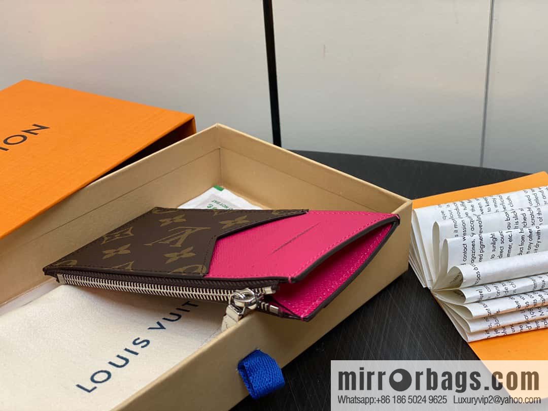[Premium‑quality] M82908 monogram plum red, card clip wallet series, this Coin card holder
