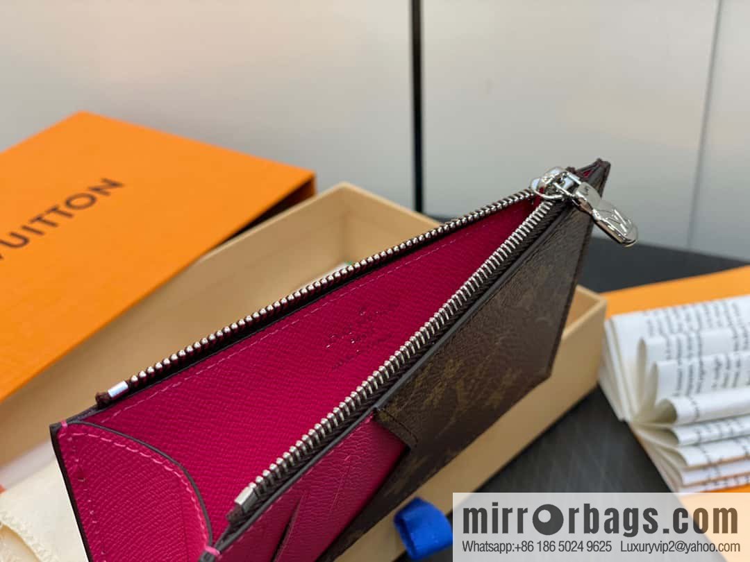 [Premium‑quality] M82908 monogram plum red, card clip wallet series, this Coin card holder