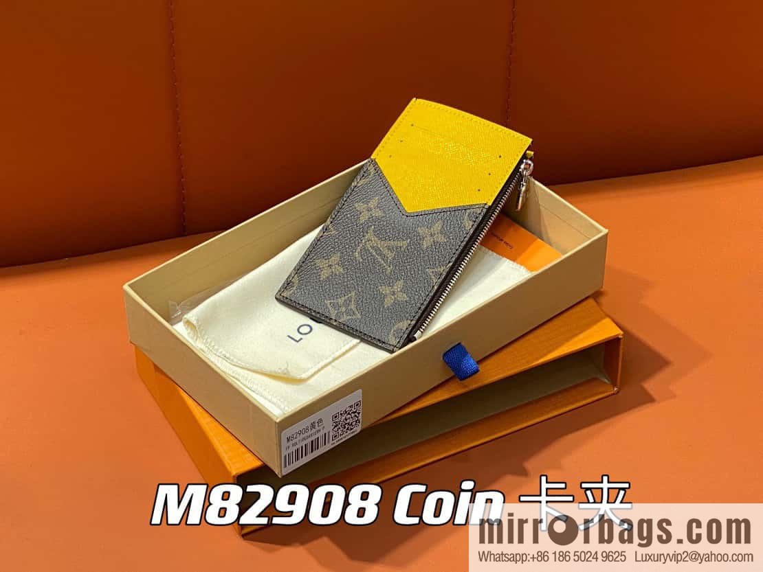 [Premium‑quality] M82908 monogram yellow, card clip wallet series, this Coin card holder
