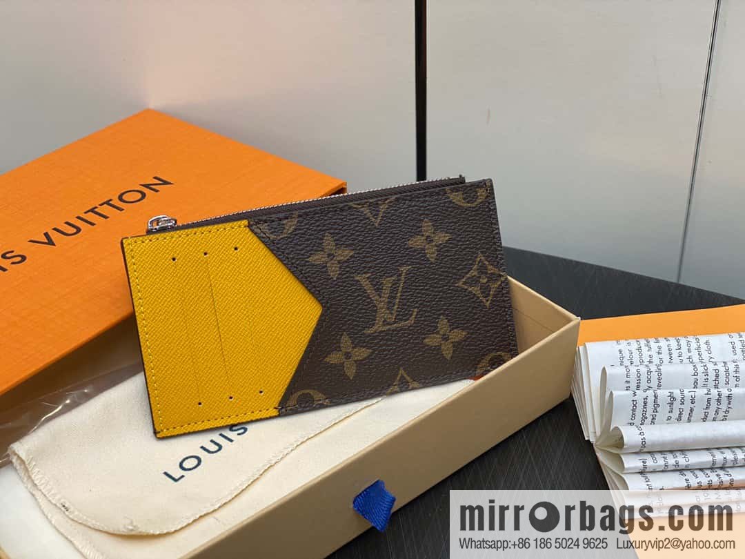[Premium‑quality] M82908 monogram yellow, card clip wallet series, this Coin card holder