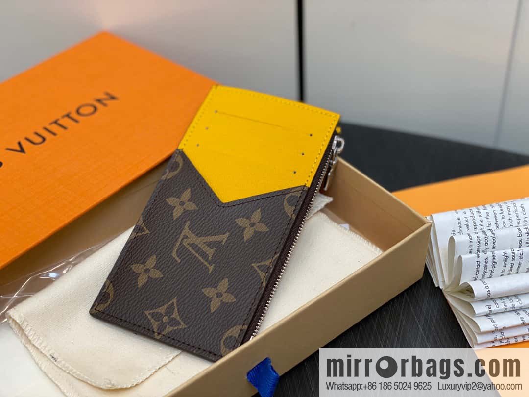 [Premium‑quality] M82908 monogram yellow, card clip wallet series, this Coin card holder