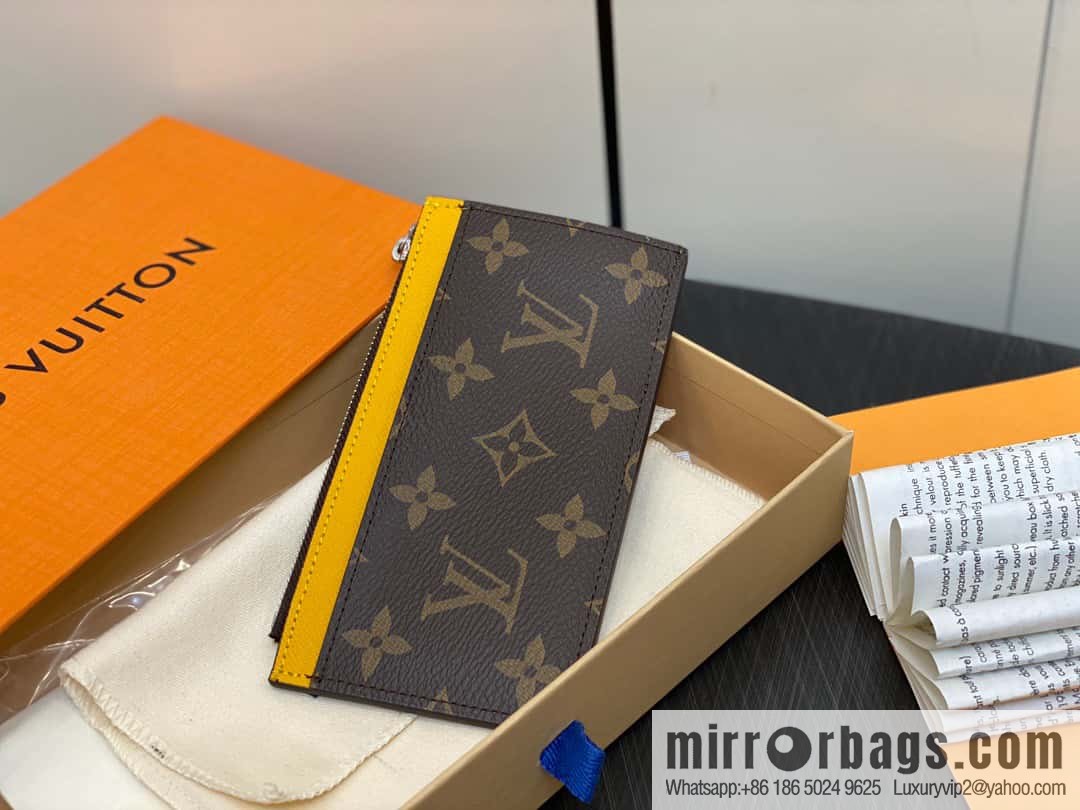 [Premium‑quality] M82908 monogram yellow, card clip wallet series, this Coin card holder