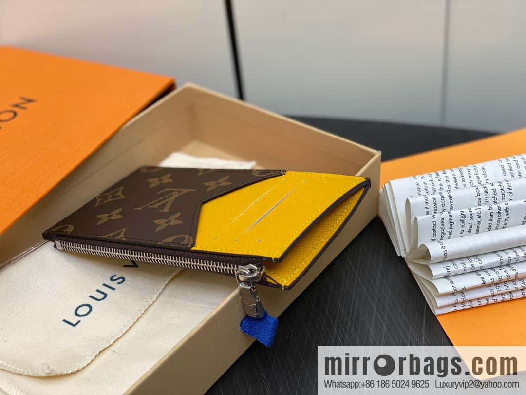 [Premium‑quality] M82908 monogram yellow, card clip wallet series, this Coin card holder