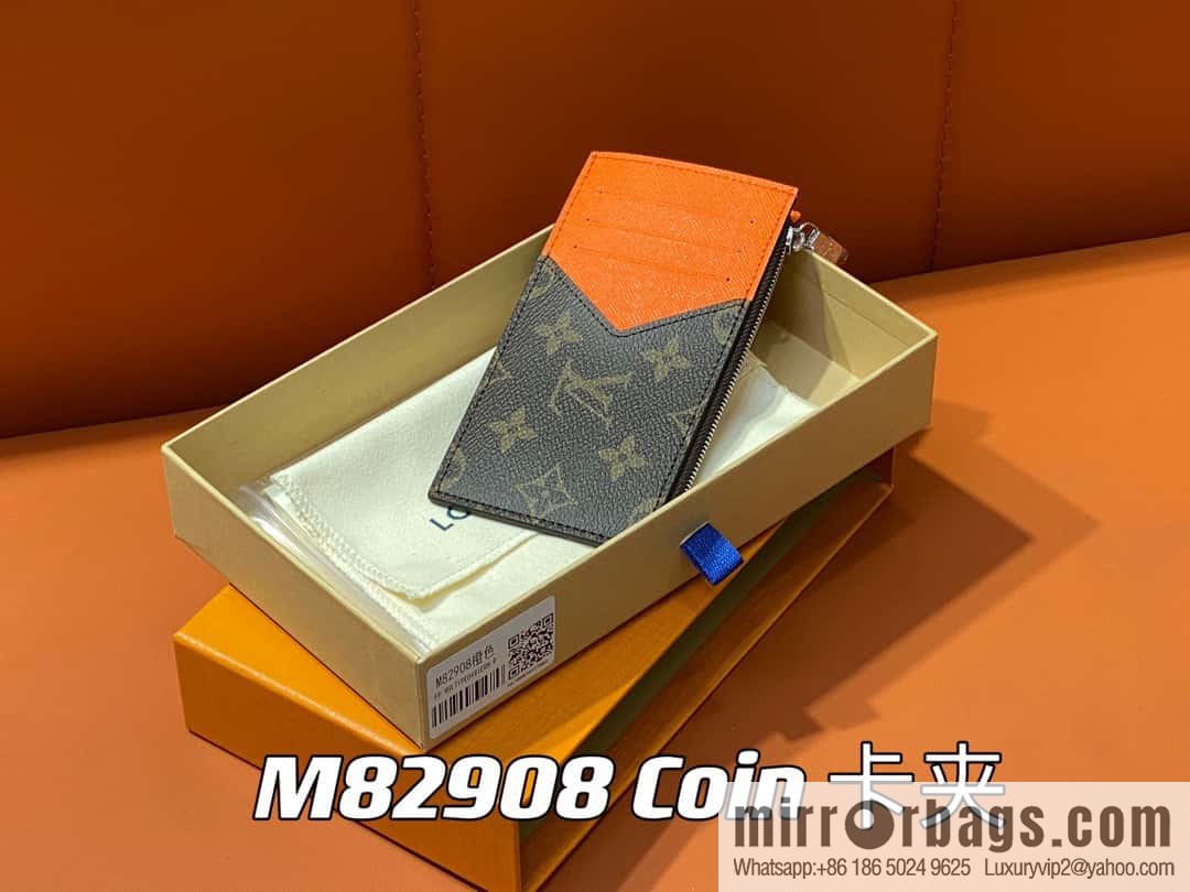 [Premium‑quality] M82908 monogram orange, card clip wallet series, this Coin card holder