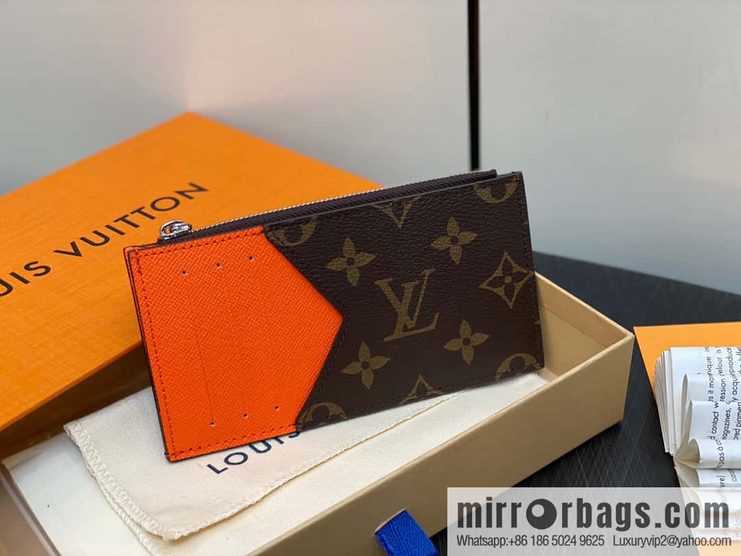 [Premium‑quality] M82908 monogram orange, card clip wallet series, this Coin card holder