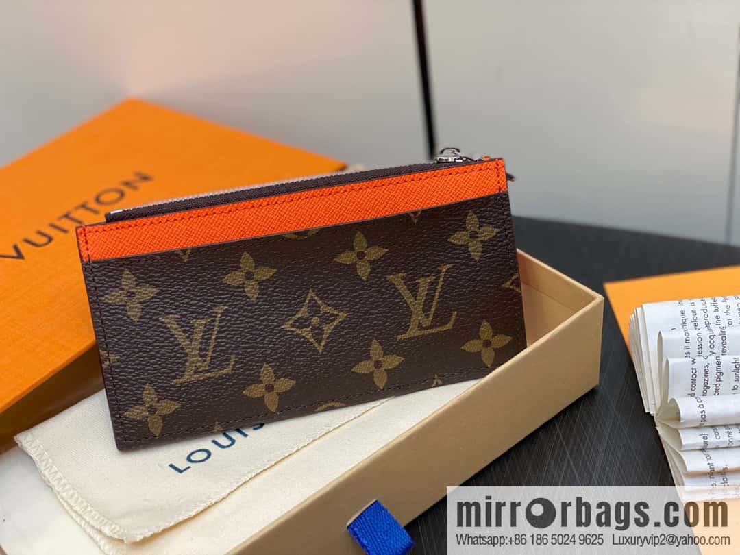[Premium‑quality] M82908 monogram orange, card clip wallet series, this Coin card holder