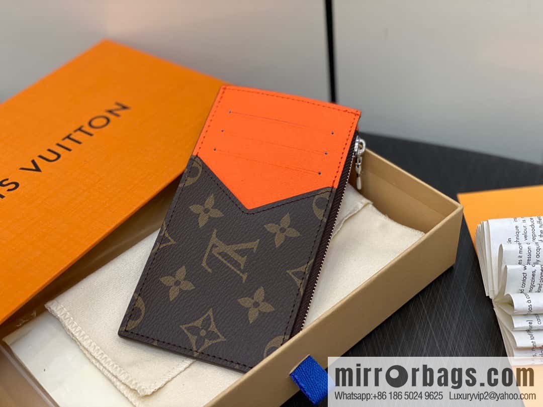 [Premium‑quality] M82908 monogram orange, card clip wallet series, this Coin card holder