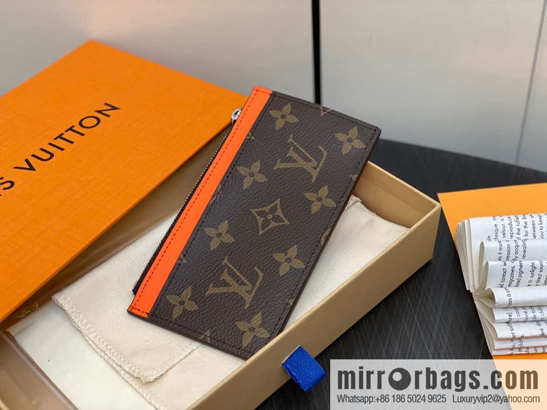 [Premium‑quality] M82908 monogram orange, card clip wallet series, this Coin card holder
