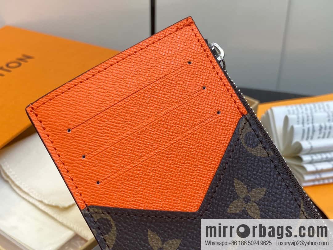 [Premium‑quality] M82908 monogram orange, card clip wallet series, this Coin card holder