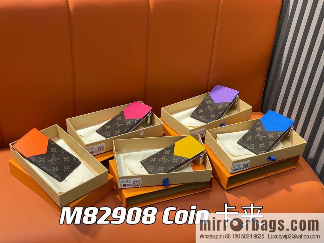 [Premium‑quality] M82908 monogram orange, card clip wallet series, this Coin card holder
