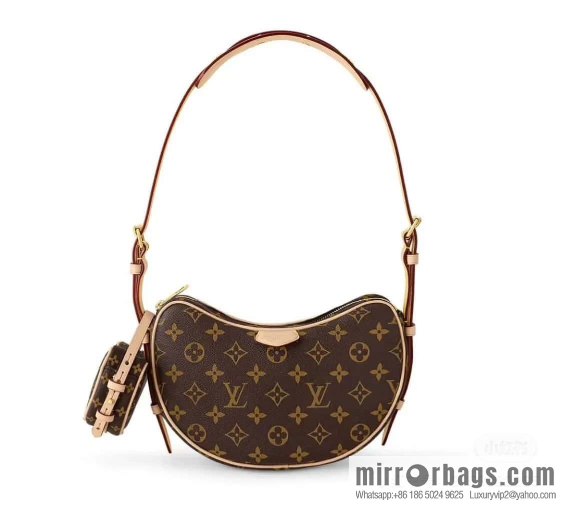 [Boutique‑grade] M46828 monogram upgraded anti-fouling leather, bowl bean bag series Croissant MM croissant bag 2024 early spring series