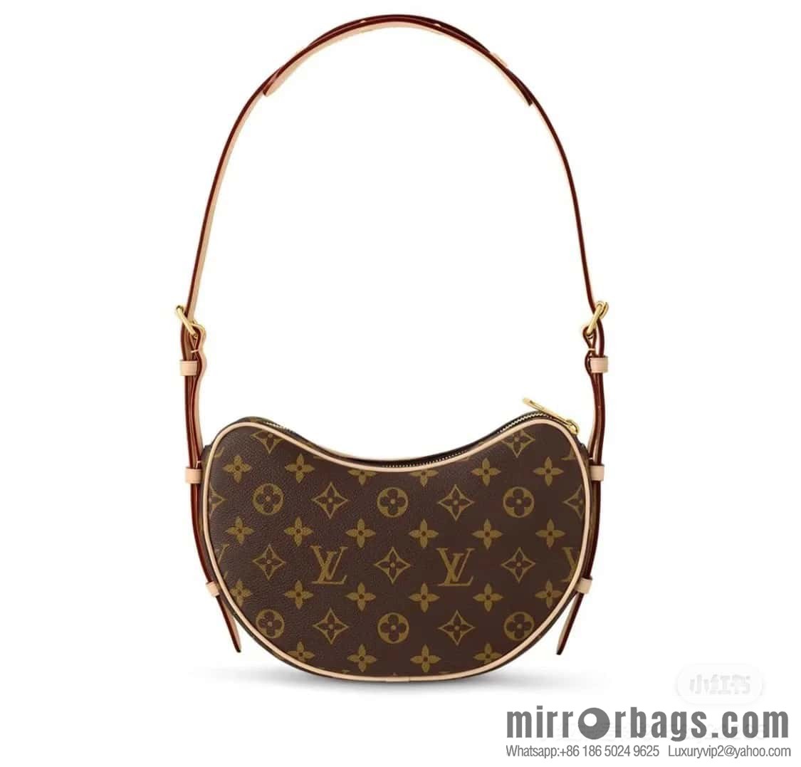 [Boutique‑grade] M46828 monogram upgraded anti-fouling leather, bowl bean bag series Croissant MM croissant bag 2024 early spring series
