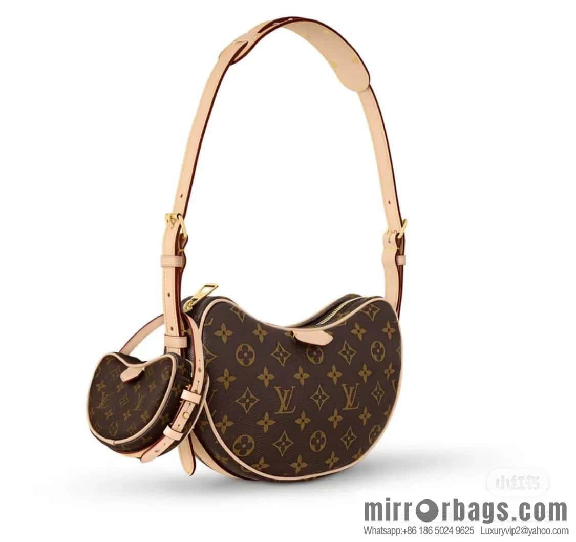 [Boutique‑grade] M46828 monogram upgraded anti-fouling leather, bowl bean bag series Croissant MM croissant bag 2024 early spring series