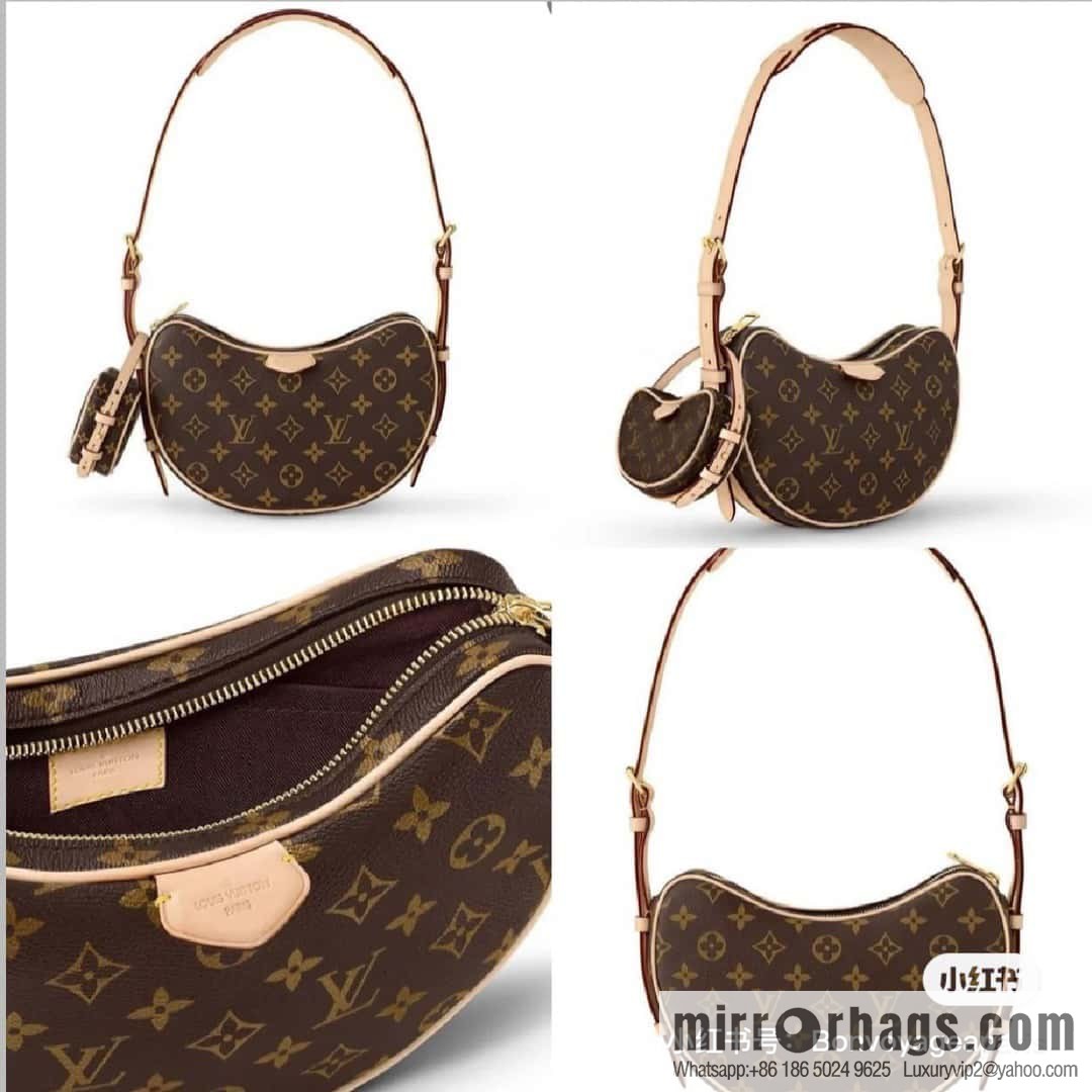 [Boutique‑grade] M46828 monogram upgraded anti-fouling leather, bowl bean bag series Croissant MM croissant bag 2024 early spring series