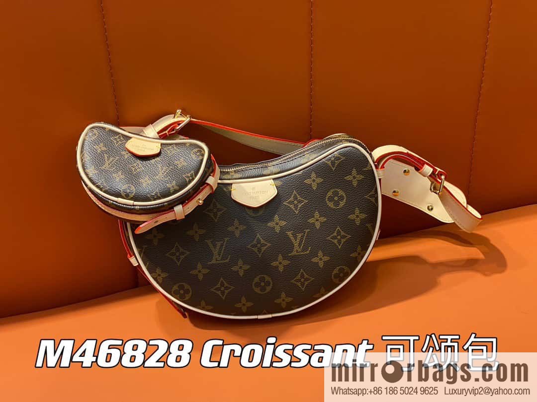 [Boutique‑grade] M46828 monogram upgraded anti-fouling leather, bowl bean bag series Croissant MM croissant bag 2024 early spring series
