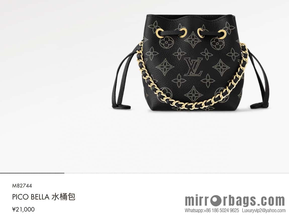 [Boutique‑grade] M82744 black full leather mini bucket bag series Pico Bella bucket bag