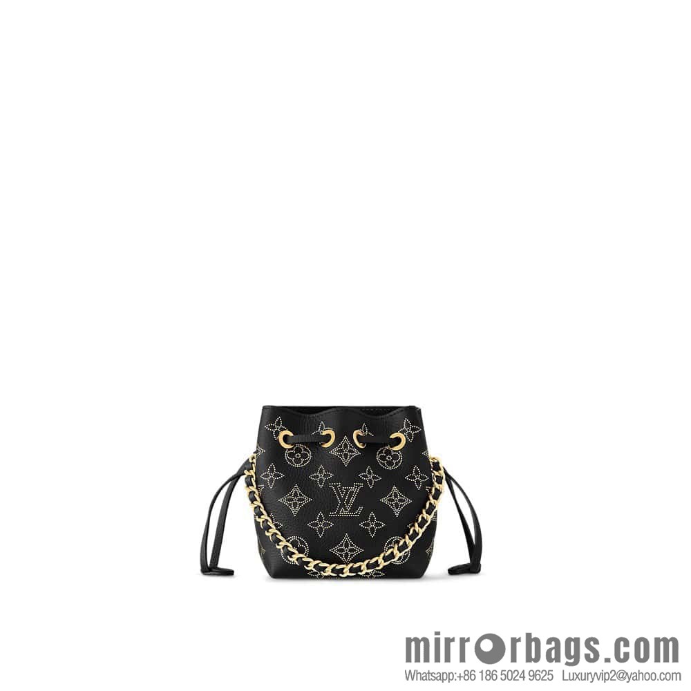 [Boutique‑grade] M82744 black full leather mini bucket bag series Pico Bella bucket bag