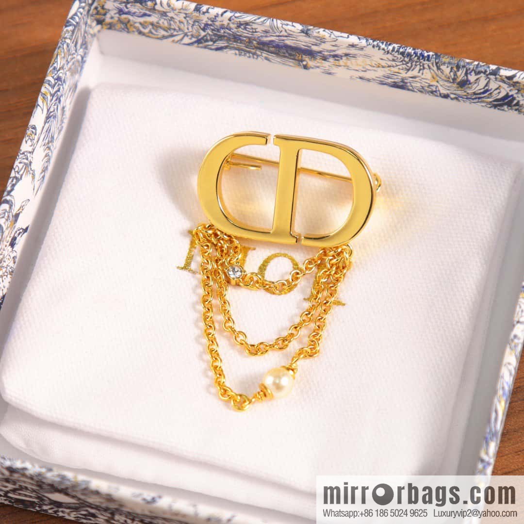 New ☑️ DIOR gold CD fringed brooch
