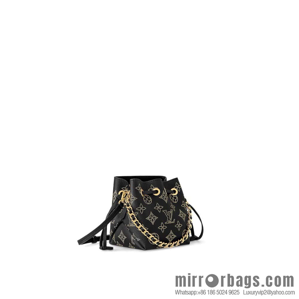 [Boutique‑grade] M82744 black full leather mini bucket bag series Pico Bella bucket bag