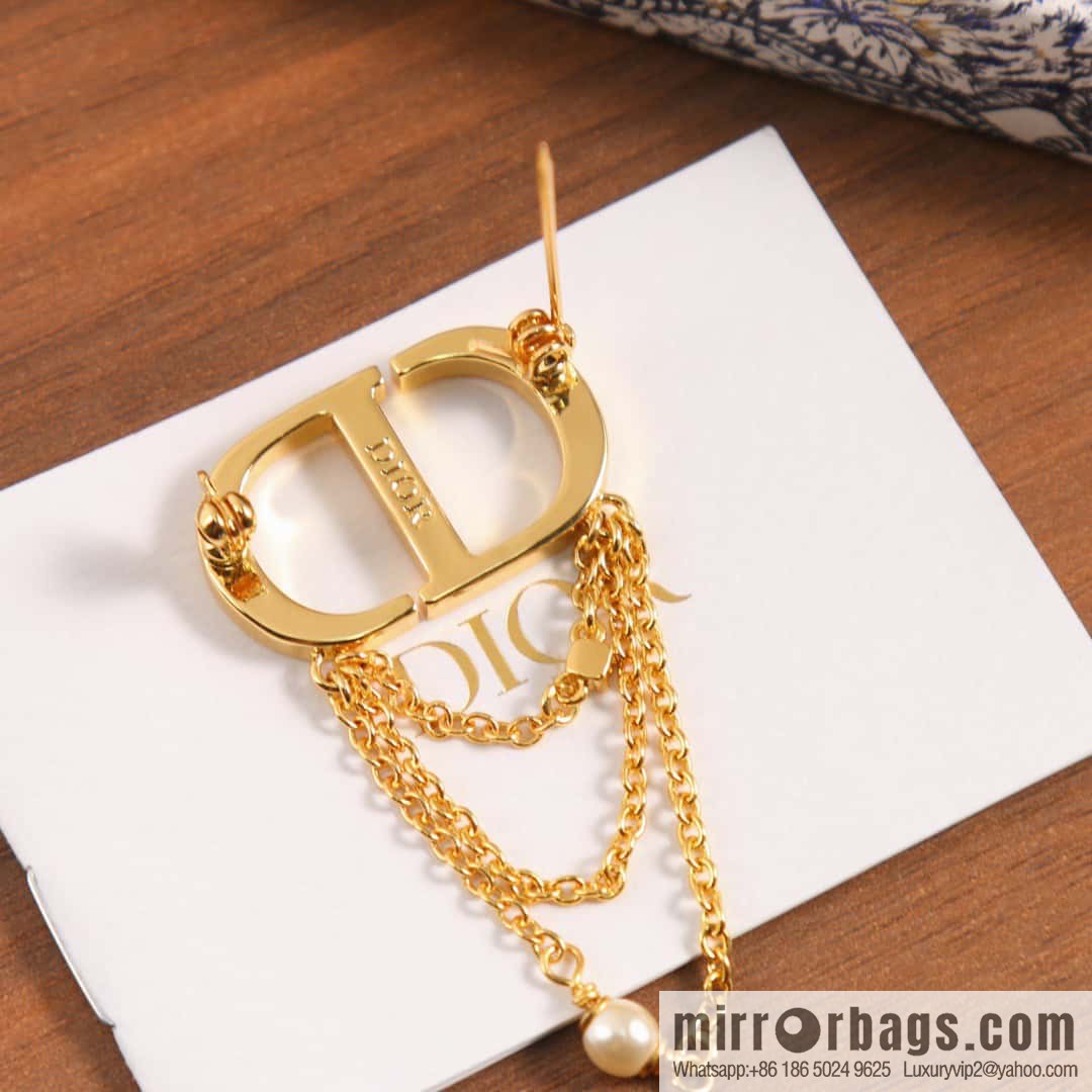 New ☑️ DIOR gold CD fringed brooch