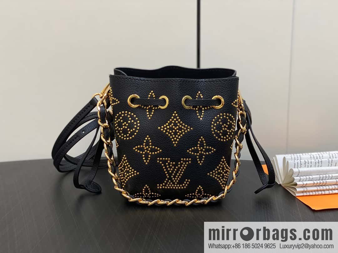 [Boutique‑grade] M82744 black full leather mini bucket bag series Pico Bella bucket bag