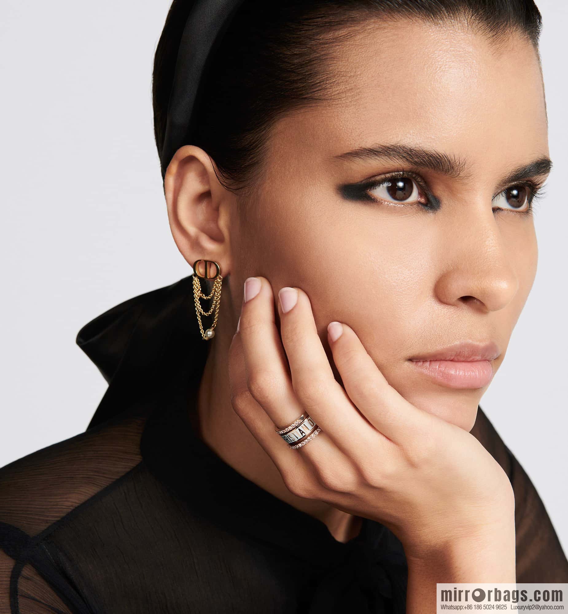 New ☑️ Dior gold CD fringed stud earrings