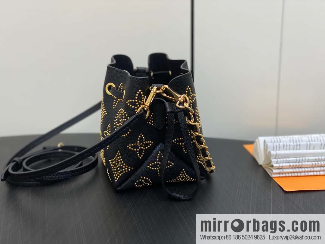 [Boutique‑grade] M82744 black full leather mini bucket bag series Pico Bella bucket bag