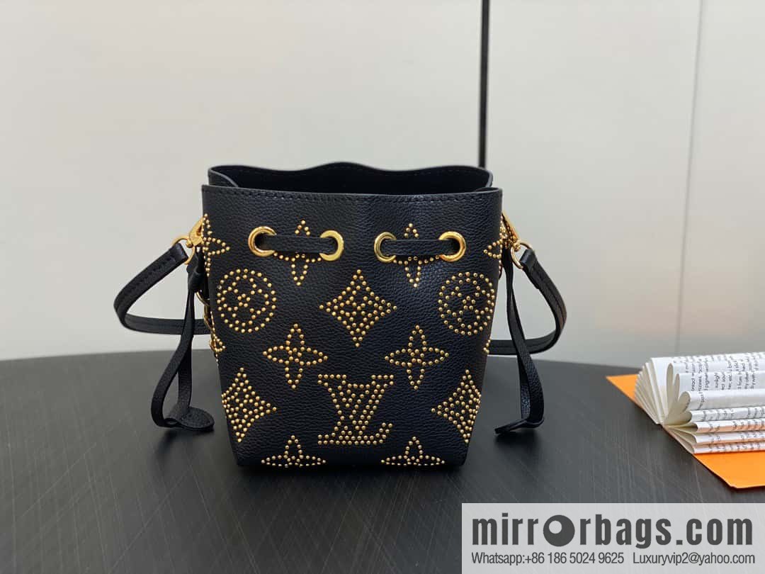 [Boutique‑grade] M82744 black full leather mini bucket bag series Pico Bella bucket bag
