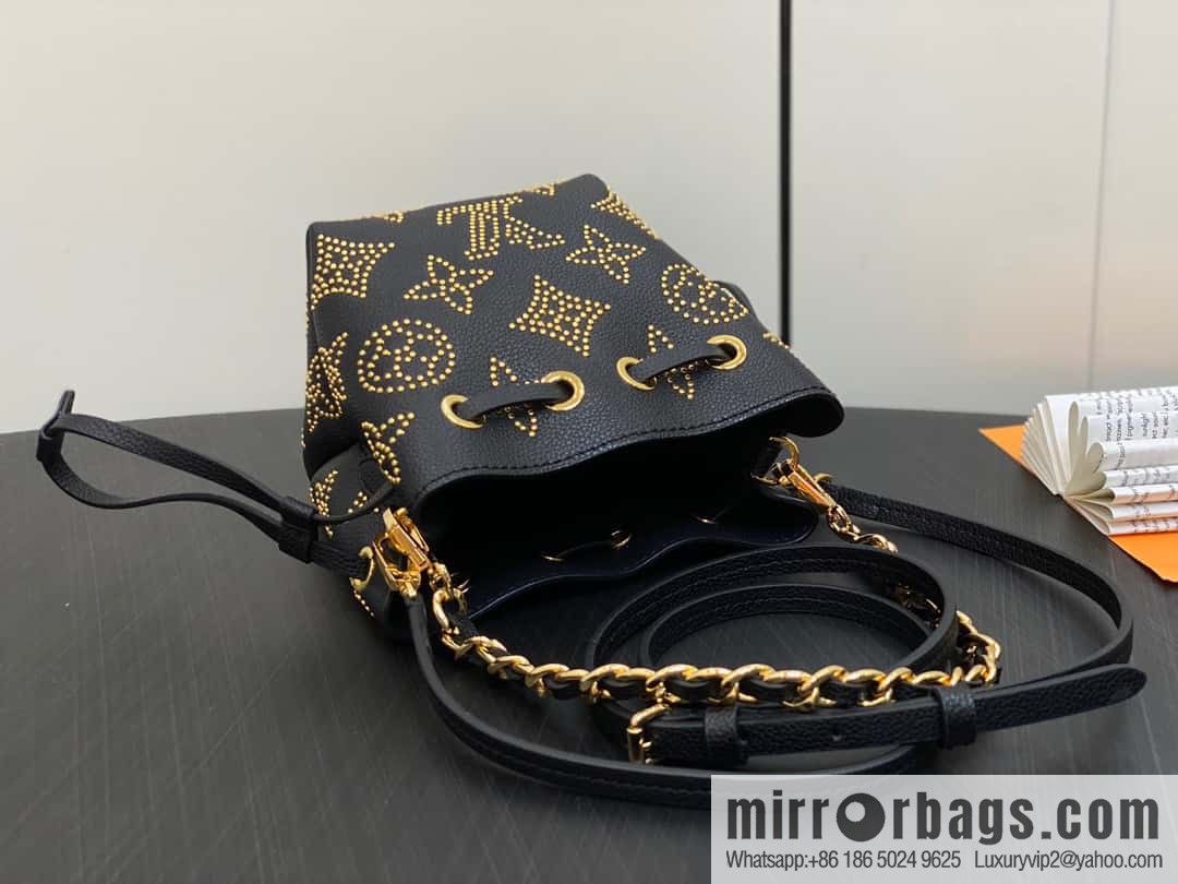 [Boutique‑grade] M82744 black full leather mini bucket bag series Pico Bella bucket bag