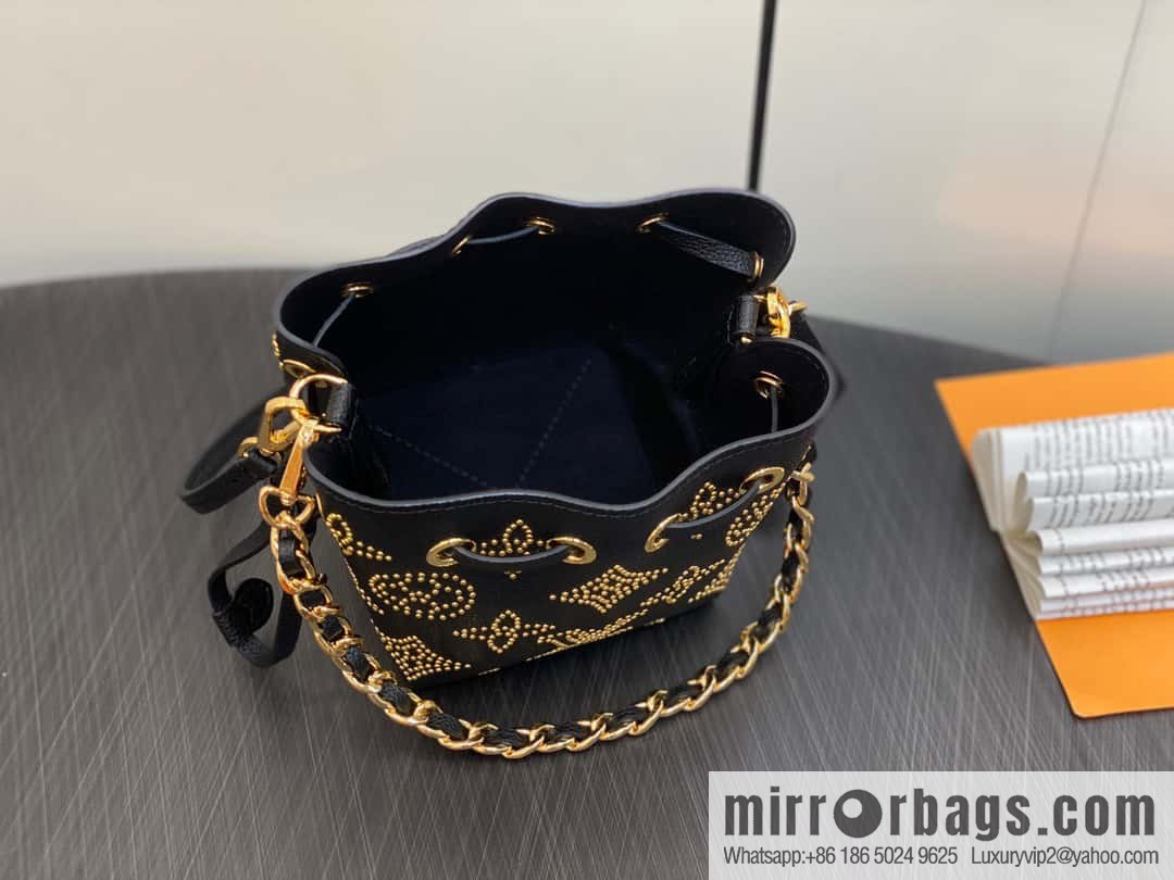 [Boutique‑grade] M82744 black full leather mini bucket bag series Pico Bella bucket bag