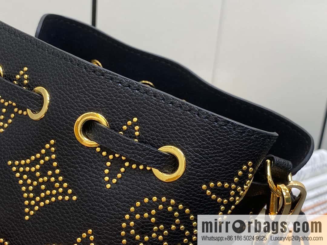 [Boutique‑grade] M82744 black full leather mini bucket bag series Pico Bella bucket bag