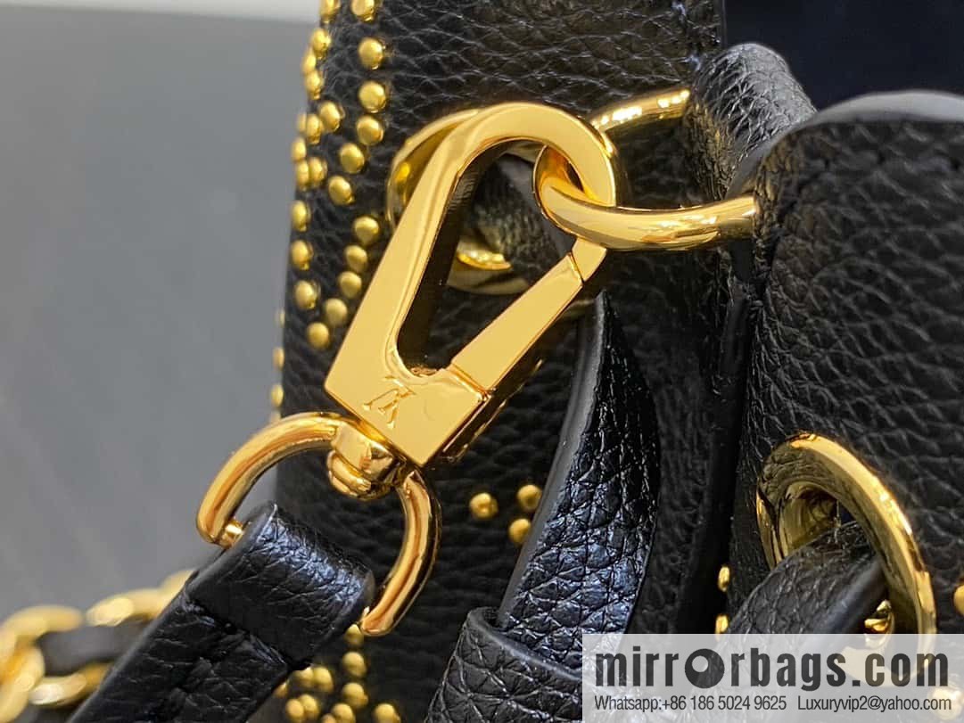 [Boutique‑grade] M82744 black full leather mini bucket bag series Pico Bella bucket bag