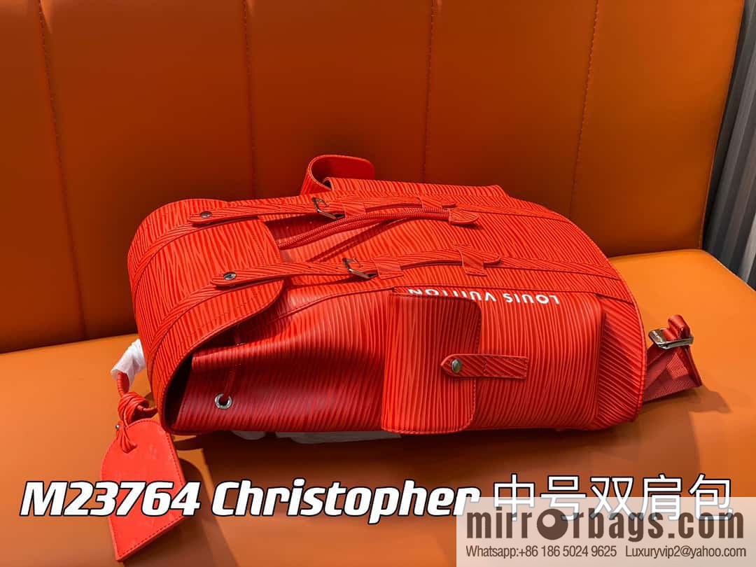 [Premium‑quality] M23764 red letters, full leather epi backpack series Christopher medium backpack M41709 M41379